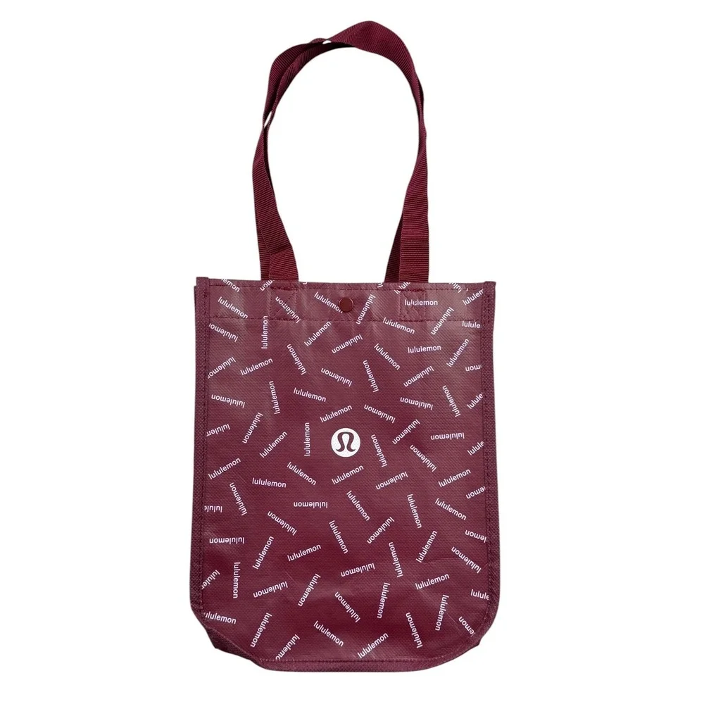 NEW Lululemon Burgundy Red Festive Holiday Christmas Reusable Shopping Tote Bag